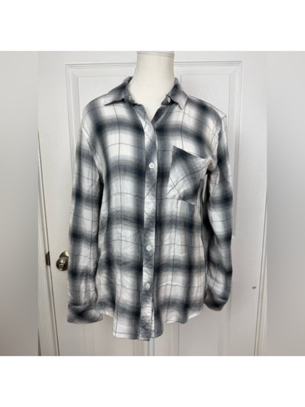 Rails Hunter Soft Button Down Shirt White Steel Size Small